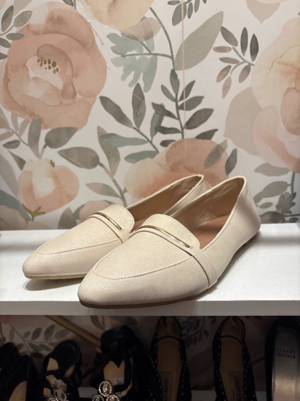 Sparkly off white and gold flats